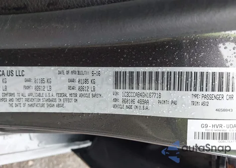 2016 Chrysler 200 Limited from USA, damaged, VIN 1C3CCCAB4GN187718